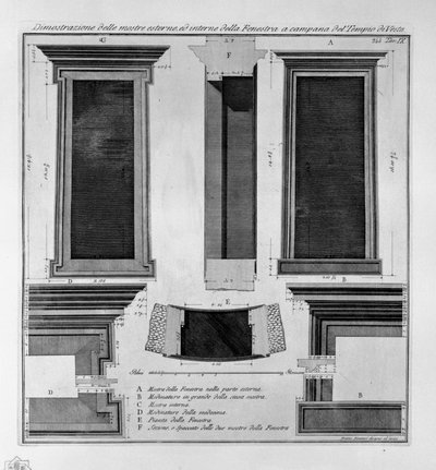 Demonstration of the external and internal views of the bell window of the Temple of Vesta by Francesco Piranesi